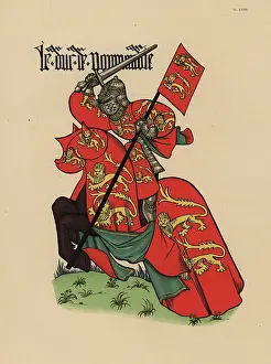 Equestre: Duke of Normandy, Duc de Normandie, with standard