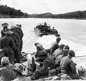 Dukw: DUKW powered ferry on the Great Chindwin River, Burma