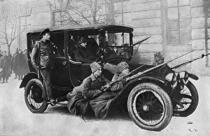 Revolutionists: Duma messengers protected by guards, Petrograd, Russia