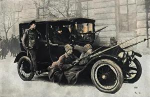Revolutionists: Duma messengers protected by guards, Petrograd, Russia