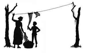 Dunce: Dunderpate and his mother with the washing