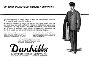 Dunhill: Dunhills for chauffeur uniforms advertisement, 1924