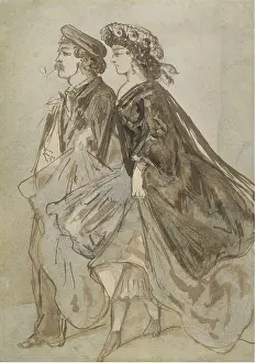 Smoker: Duo or couple walking to the left