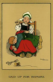 Darning: Dutch girl darning