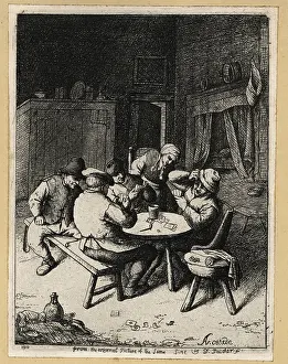 Master Painter: Dutch peasants playing a game of cards at a table