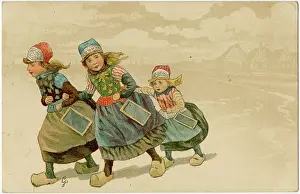 Slates: DUTCH SCHOOLGIRLS 19C