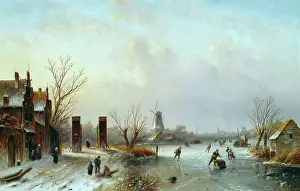 Windmills: Dutch Skaters ' winter scene