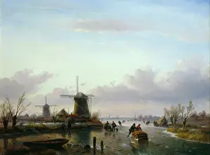 Windmills: Dutch Skating Scene ' with windmills