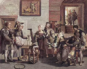 Mary Evans (colourised): DUTCH TAVERN 15C