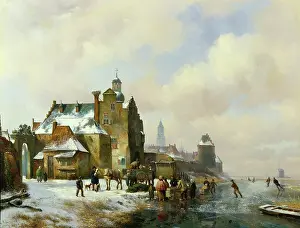 Sande: Dutch Winter Scene ' with frozen river