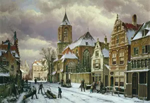 Koekkoek: Dutch Winter Street Scene