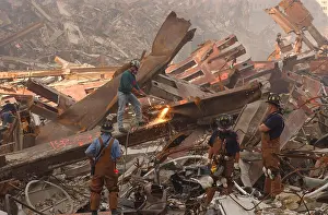 Futile: Dwarfed by the debris from the collapsed ?