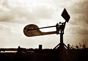 Broads: A dyke wind pump on the Norfolk Broads, 1920s