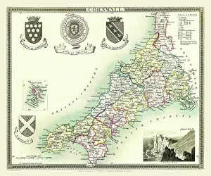 Moule: Early 19th Century County map of Cornwall, England