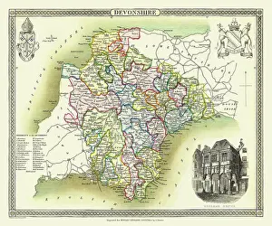 Moule: Early 19th Century County map of Devonshire, England