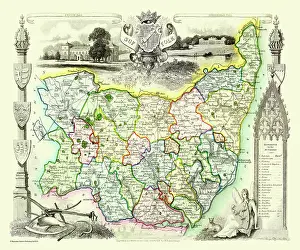Moule: Early 19th Century County map of Suffolk, England