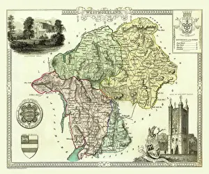 Westmoreland: Early 19th Century County map of Westmoreland, England