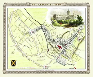 Albans: Early 19th Century map of St Albans, England