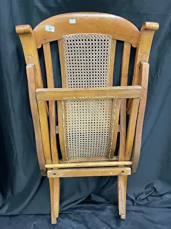 Rattan: Early 20th century folding steamer chair