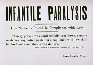 Infantile: Early 20th century quarantine sign for the ?