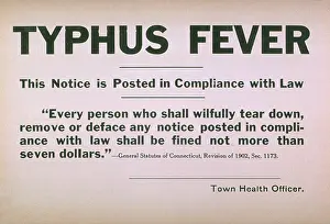 Typhus: Early 20th century quarantine sign for the ?