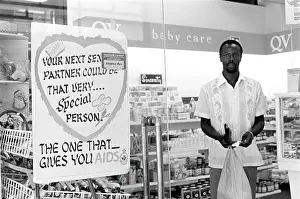 Harare: Early AIDS poster in Harare chemist window