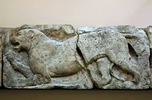 Podium: Early Classical. Satyr hunting wils Animasl. Freezes. Panthe