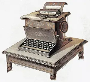 Typewriting: Early model of a Remington typewriter