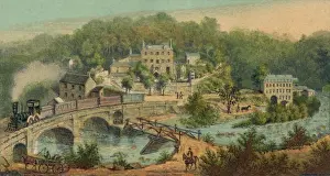 Ellicott: Early railroad crossing a bridge in front ?