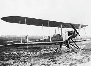 Prewar: Early type of British BE2 biplane on an airfield