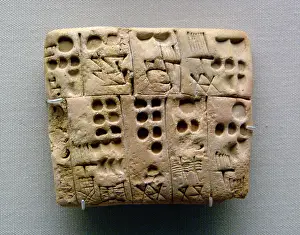 Administrative: Early writing. Pictographs drawn. Clay tablet. Administrativ