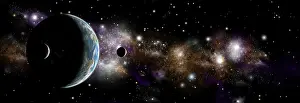 Satellites: An Earth-like planet with a pair of moons in orbit