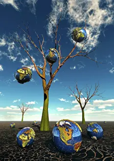 Recycling: Earth planets on the branches of a dying tree