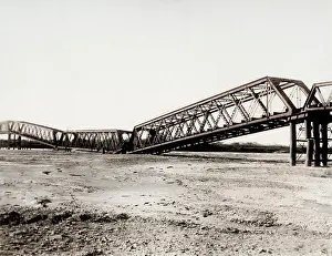 Collapsed: Earthquake damage in Japan c.1890, collapsed bridge