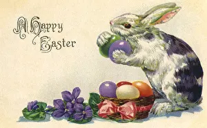 Cradling: Easter Bunny cradling Eggs