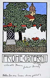 Werkstaette: Easter card. (Carl Krenek?) 'Happy