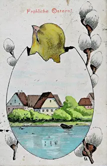 Hatches: Easter card. 'Happy Easter!' Chick