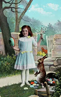 Rabbitt: Easter card. 'Happy Easter!' Girl