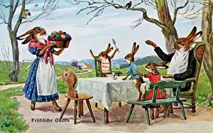 Familiy: Easter card. 'Happy Easter!' Rabbit