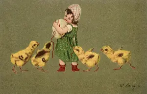 Tugging: Easter Chicks with Girl