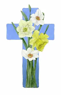 Finlay: Easter cross with daffodil and narcissi