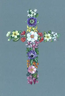Primulas: Easter Cross of Flowers