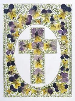 Pansies: Easter Cross of pressed pansies