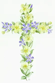 Dawe: Easter Cross of Primroses and Periwinkles