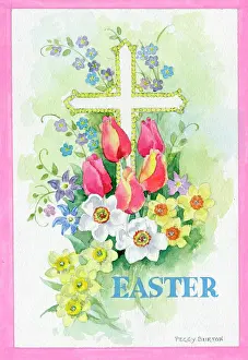 Nots: Easter with cross and spring flowers