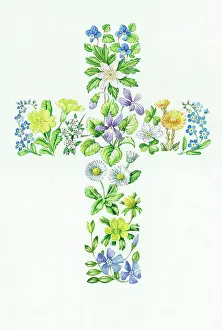Periwinkle: Easter Floral Cross