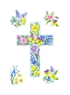 Pansies: Easter Floral Cross