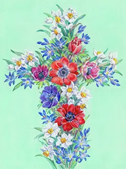 Chionodoxa: Easter Floral Cross ' jonquils, chionodoxa etc