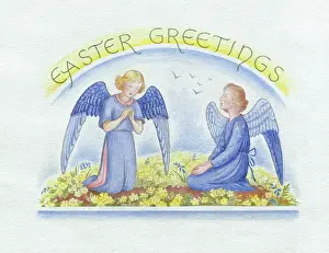 Crapper: Easter Greetings with angels and flowers
