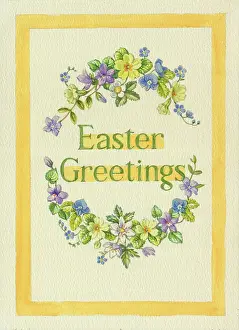 Encircled: Easter Greetings encircled by spring flowers